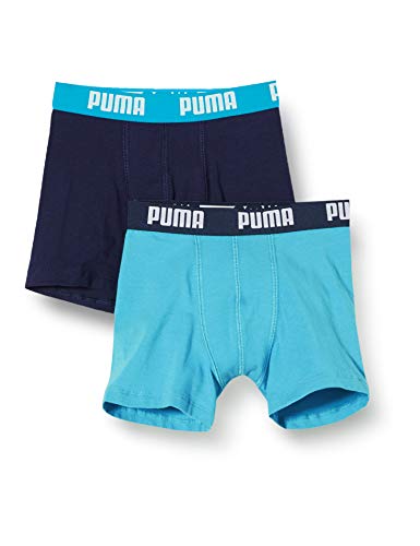 PUMA Jungen Boys Basic Boxer 2P Boxershorts, Mehrfarbig (Bright Blue 789), (Herstellergröße: 140) (2er Pack)