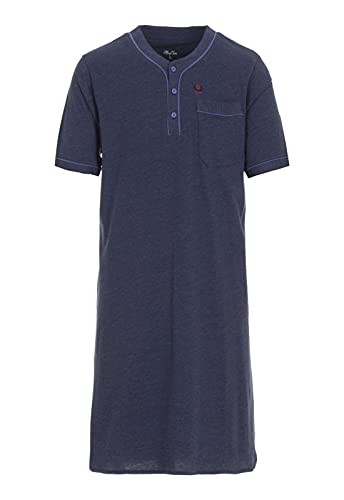 Henry Terre Herren Nachthemd Kurzarm Schlafanzug Brusttasche Schlafshirt Größe M-XXL, Farbe:Navy, Größe:XL