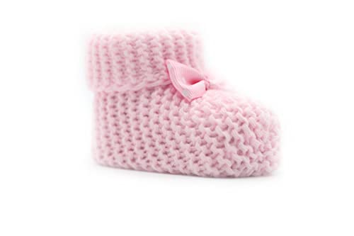 Weiche Babyschuhe gestrickt, Babychucks Unisex Strickschuhe, warme gehäkelte Stricksocken für Neugeborene 0-6M (Rosa)