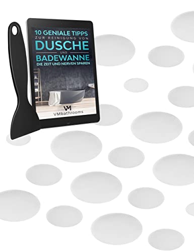 VMbathrooms 24 Stück Anti-Rutsch Aufkleber für Badewanne & Dusche - Transparente rutschfeste Pads - Selbstklebende Badewannen Sticker - Runde Duscheinlagen + Gratis E-Book