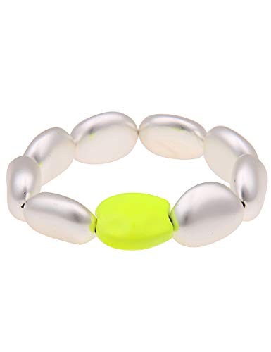 Leslii Damen-armband Armreif Neon Statement-Armband Disco 90er-Party Modeschmuck-Armband 19cm Silber Neon-Gelb