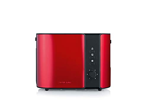 SEVERIN Automatik-Toaster, Toaster mit Brötchenaufsatz, hochwertiger Edelstahl Toaster zum Toasten, Auftauen und Erwärmen, 800 W, Fire Red Metallic / Schwarz, AT 2217