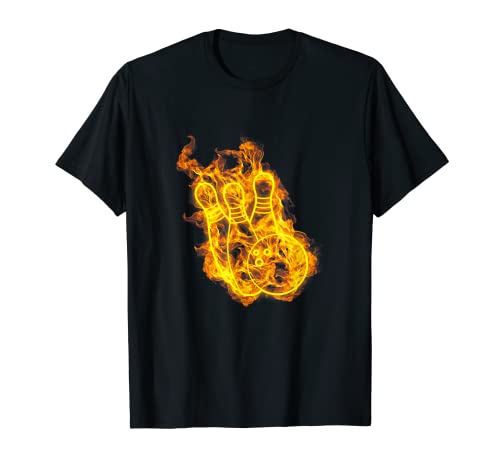 Feuer Bowling Kugel Bowling Pins Flammende Bowling Spieler T-Shirt