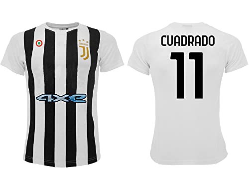 Sportbaer Fußballtrikot Juan Cuadrado Saison 2021 2022. Trikot Weiß Schwarz Nummer 11. Erstes Trikot. Offizielle Nachbildung. Größen für Erwachsene und Kinder.