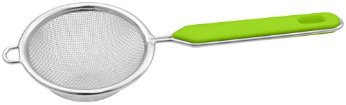 Fackelmann Sieb Ø 7 cm, Küchensieb aus Edelstahl, feinmaschiger Seiher mit Griffeinlage aus Kunststoff (Farbe: Grün/Silber), Menge: 1 Stück