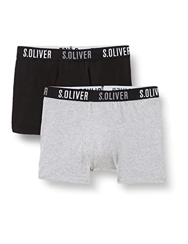 s.Oliver Jungen Shorts im Doppelpack Boxershorts, Grau (Grey Mel. 1737), (Herstellergröße: 176) (2er Pack)