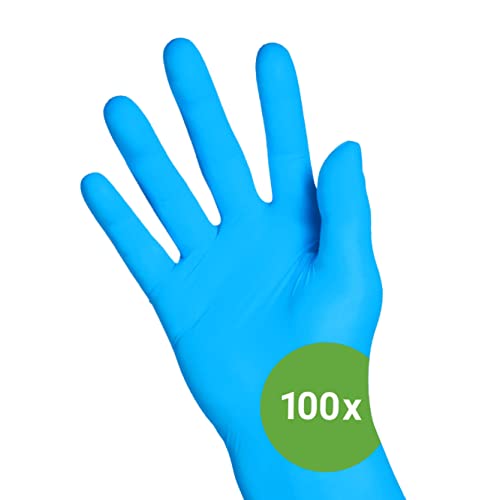 Kemes Nitrilhandschuhe Blau 100 Stück Latexfrei Puderfrei Einweghandschuhe blue Nitril Größe S | M | L | XL (XL)