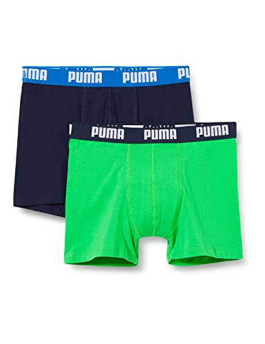 PUMA Unisex Kinder Basic Boxershorts, Green/Blue, 158-164 (2er Pack)