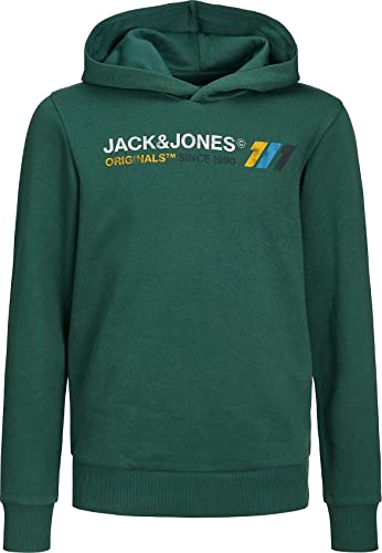 JACK & JONES Boy's JORNATE Sweat Hood SN JNR Kapuzenpullover, Trekking Green/Print:J&J, 164