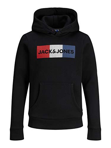 Jack & Jones Junior Jungen Jjecorp Logo Noos Jr Hooded Sweatshirt, Black/Detail:play, 164 EU