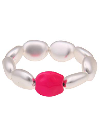 Leslii Damen-armband Armreif Neon-Pink Statement-Armband Disco 90er-Party Modeschmuck-Armband 80er 19cm in Silber Neon-Pink Pinkes