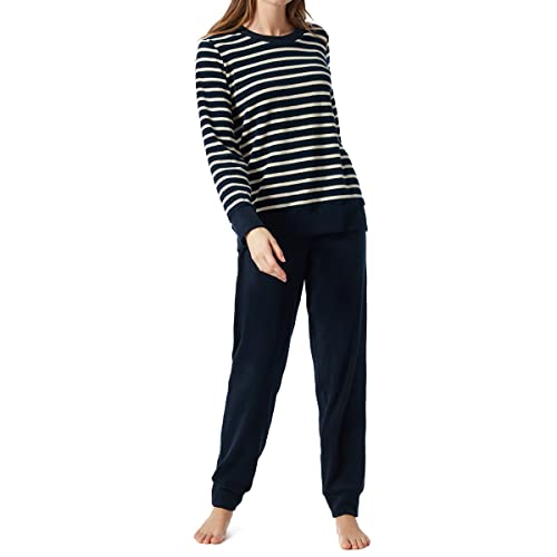 Schiesser Damen Schlafanzug lang 3 Pyjamaset, dunkelblau (blau I), 40