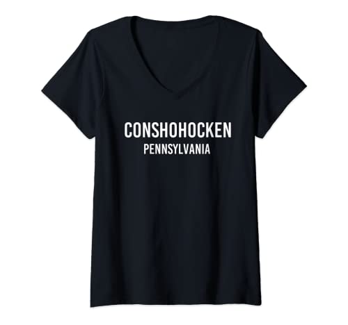 Damen CONSHOHOCKEN PENNSYLVANIA PA USA Patriotischer Vintage-Sport T-Shirt mit V-Ausschnitt