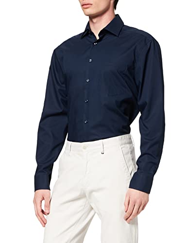 Seidensticker Herren Business Hemd mit geradem Schnitt - Regular Fit - Bügelfrei - Langarm - Kent-Kragen - Brusttasche - 100% Baumwolle