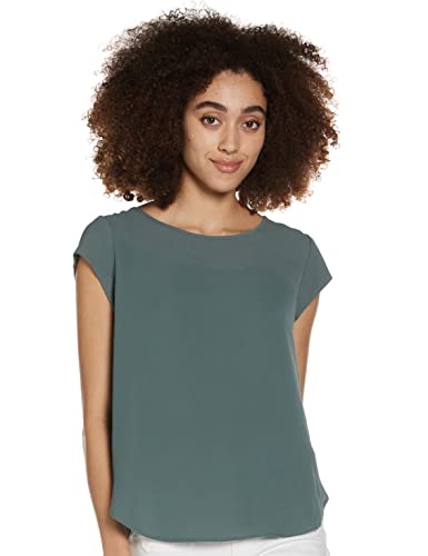 ONLY Damen Einfarbige Kurzarm Bluse | Basic Rundhals Ausschnitt | Blusen T-Shirt Blouse Oberteil ONLVIC, Farben:Grün, Größe:40