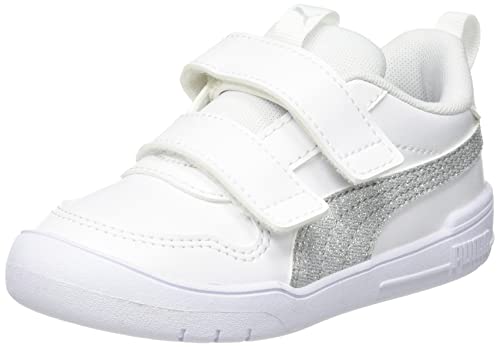 PUMA Unisex Baby Multiflex Glitz V Inf Sneaker, Weiß Silber, 22 EU