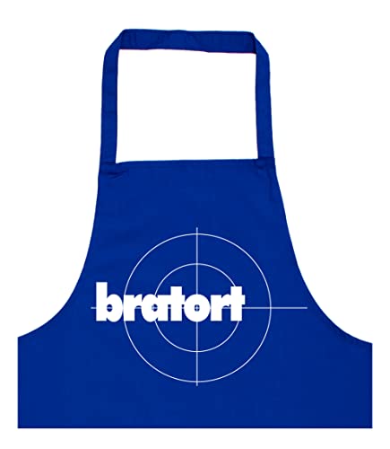 Dressfactor Grillschürze für Männer | Bratort | Grill-Schürze mit Spruch lustig BBQ Grillen Uni Farbe Royalblau