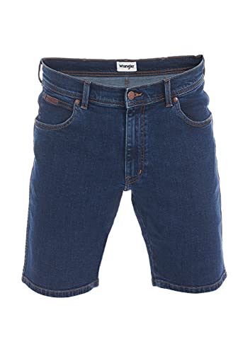 Wrangler Herren Jeans Short Texas Kurze Stretch Shorts Regular Fit Baumwolle Bermuda Sommer Hose Blau Schwarz w30 w31 w32 w33 w34 w36 w38 w40, Größe:W 34, Farbe:Blue Chip (W11CLQ46A)