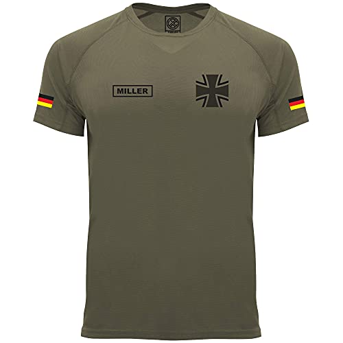 Personalisiertes Technical Funktions Herren Bundeswehr Army T-Shirt L54 (L, Army Green)