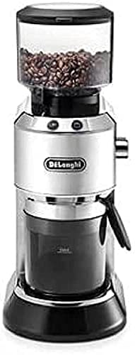 De'Longhi Dedica KG 520.M Elektrische Kaffeemühle, Vollmetallgehäuse, Edelstahl Kegelmahlwerk, einstellbare Mahlgradeinstellung, Silber