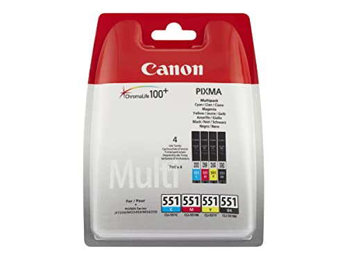 Canon CLI-551 Druckerpatronen Patronen Multipack - Schwarz + CMY je 7ml PIXMA Drucker Original