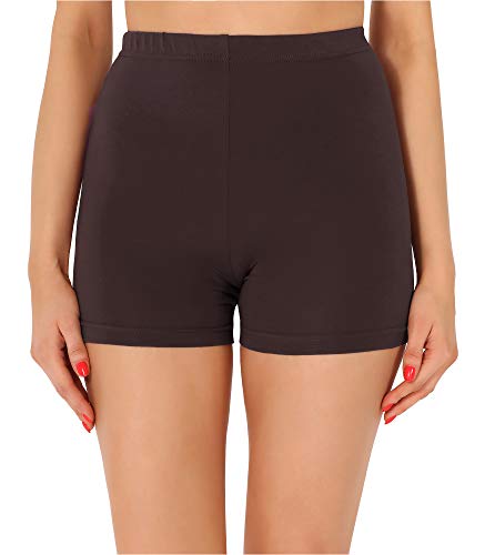Merry Style Damen Shorts Radlerhose Unterhose Hotpants Kurze Hose Boxershorts aus Baumwolle MS10-358(Braun,M)