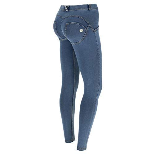 FREDDY Damen Skinny Jeans, , Blau (Jeans Chiaro/Cuciture Gialle J4y), Gr. 40 (Herstellergröße:Large)