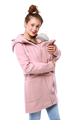Viva la Mama - Umstandsjacke Winter Jacke mit Babytrageeinsatz warm Kängurujacke Babytragen - Valentin - rosa - XS