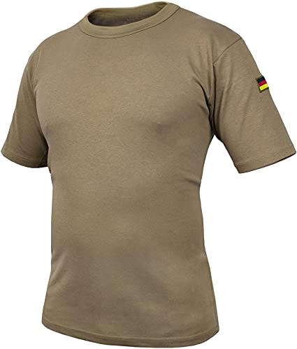normani Bundeswehr Tropen T-Shirt BW Tropenhemd Unterhemd mit Deutschlandfahnen nach TL BDU Tactical Kurzarm Kampfshirt - OHNE Brustpatch Farbe Khaki Größe M