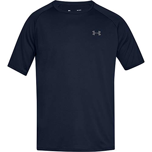 Under Armour Herren Tech 2.0 Shortsleeve, atmungsaktives Sportshirt, kurzärmliges und schnelltrocknendes Trainingsshirt mit loser Passform, Navy, XL