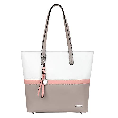 Pomelo Best Handtasche Damen Shopper Groß Damen Tasche für Büro Schule Einkauf (Grau)