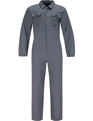 BWOLF ANAX Arbeitsoverall Herren Overall Herren Arbeitskleidung 100% Baumwolle Arbeitsoveralls mit 5 Taschen (Grau, L)