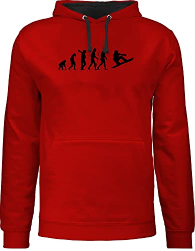 Pullover Herren Frauen Hoodie Kontrast zweifarbig - Entwicklung und Evolution Outfit - Evolution Snowboard - M - Rot/Schwarz - hoddies/pullies zweifarbiger damen hoody mit kapuze pulli - JH003