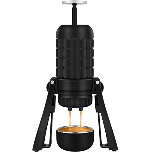 STARESSO Tragbare Espressomaschine Kaffeemaschine Manuelle Kaffeemaschine mit Abnehmbarem Ständer für Camping, Zuhause (PRO)