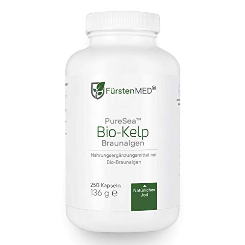 FürstenMED® 250 Bio Kelp Kapseln mit 315µg Jod pro Kapsel - Bio Braunalgen Vegan & Hochdosiert - Laborgeprüft & Ohne Zusatzstoffe