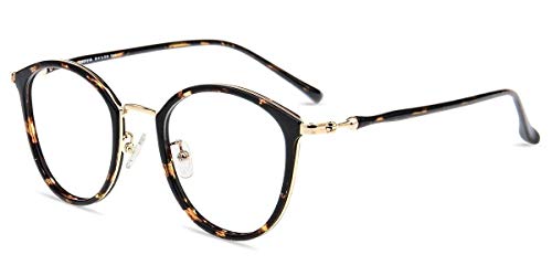 Firmoo Blaulicht Brille ohne Sehstärke Damen, Herren Blaulichtfilter Computer Brille gegen Kopfschmerzen, Entspiegelt, UV-Schutz Retro Runde Brille Leoparden