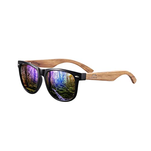 Amexi Sonnenbrille aus Holz für Männer und Frauen, Polarisiert Sonnenbrille UV400, CAT 3 CE, mit Etui, Stoff und Tasche (Grün1)