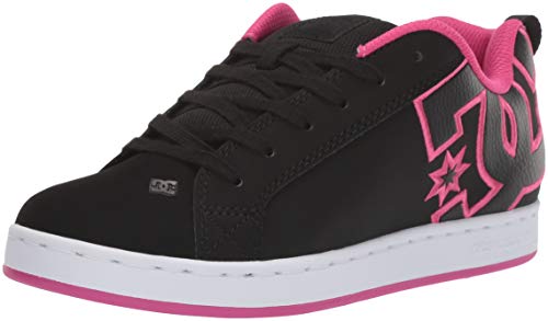 DC Shoes Damen Court Graffik Skate-Schuh, Schablone in Schwarz/Pink, 38.5 EU