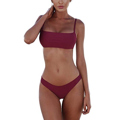 meioro Bikini Sets für Damen Push Up Tanga mit niedriger Taille Badeanzug Bikini Set Badebekleidung Beachwear (M,Lila)