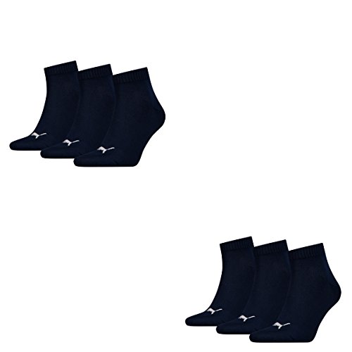 6 Paar Puma Unisex Quarter Socken Sneaker Gr. 35 - 49 für Damen Herren Füßlinge, Farbe:321 - navy, Socken & Strümpfe:35-38