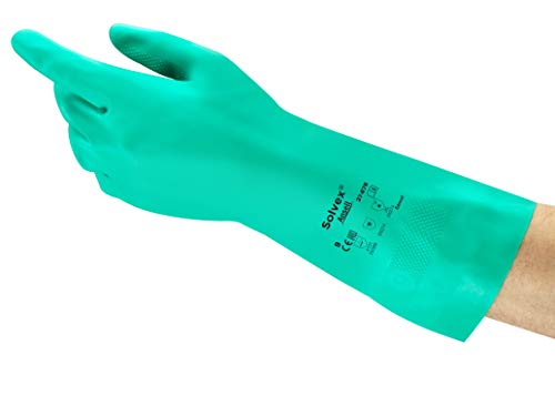 Ansell AlphaTec 37-676 Nitril-Handschuhe, Chemikalien- und Flüssigkeitsschutz, Grün, Größe 9 (12 Paar)