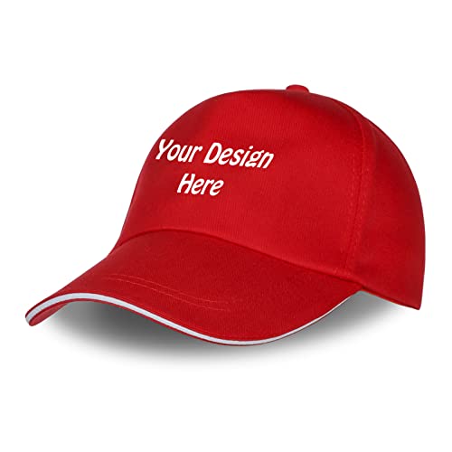XIYIPIAN Personalisierte Baseball Cap, Verstellbare Reine Farbe Baseballmütze, Sport Visier Hut für Herren Damen, Individueller Text/Logo(m Rot)