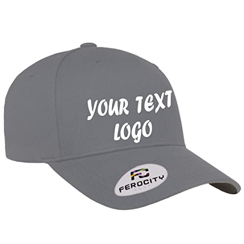 Ferocity, Personalised Baseball Cap, Custom Text & Graphic, Unisex, for Adults & Children, Adjustable, Cotton, Graphite