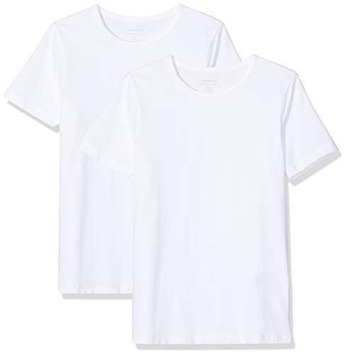 NAME IT Jungen NKMT Slim 2P SOLID NOOS T-Shirt, Weiß (Bright White Bright White), 134-140 (2er Pack)