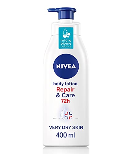 NIVEA Body Repair & Care (400 ml), reparierende Körperlotion mit stärkender Formel, Feuchtigkeitscreme mit NIVEA DEEP MOISTURE SERUM, Körperlotion für trockene Haut