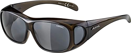 ALPINA OVERVIEW - Verzerrungsfreie und Bruchsichere OTG Sonnenbrille Mit 100% UV-Schutz Für Erwachsene, black transparent gloss, One Size
