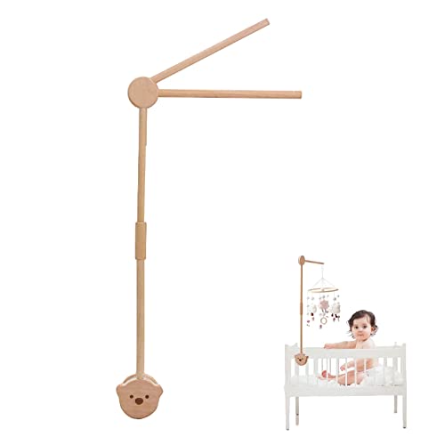 let's make Baby Mobile Halterung,Bär Holz Baby Mobile Halterung Höhenverstellbar Zwei Aufhängestangen Unterschiedlichen Winkeln Kein Lack,Geeignet Für 0-6 Jährige Baby