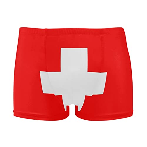 Dallonan Herren Badehose mit amerikanischer Flagge, schnelltrocknend, athletischer Badeanzug, Flagge der Schweiz, L Kurz