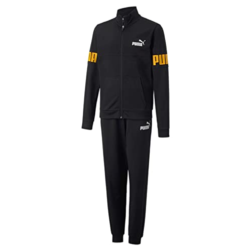 PUMA Jungen Power Poly Suit B Anzug, Black-Tangerine, 128