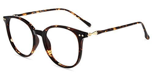 Firmoo Blaulichtfilter Brille ohne Sehstärke für Damen Herren Runde Computerbrille gegen Kopfschmerzen Antimüdigkeit, Blaulicht UV Schutzbrille Entspiegelte Nerdbrille (Leoparden)